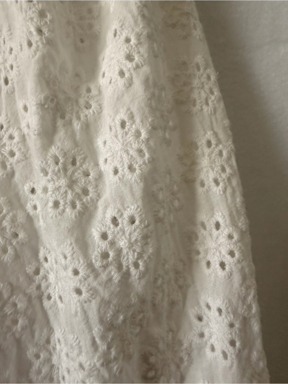 Women's Cream V-Neck Button Front Knit Top with Eyelet Puff Sleeves - Picture 4 of 10